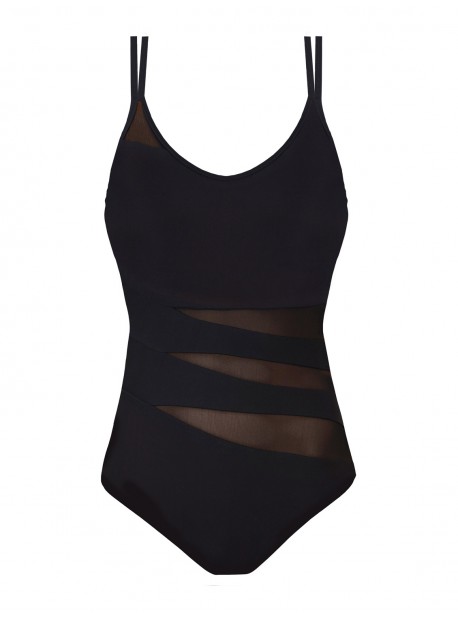 Maillot de bain sculptant 1 pièce Gaia - Mirachic - Noir - Miradonna