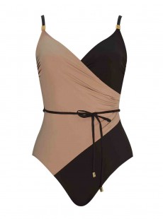 Maillot de bain lissant 1 pièce Noir et Marron Misty - Solitaire - Amoressa