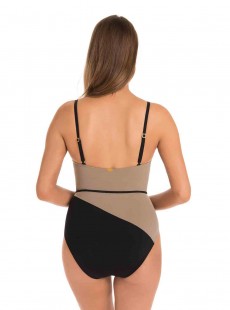 Maillot de bain 1 pièce Solitaire Misty - Noir et Marron - Amoressa