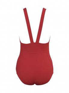 Maillot de bain lissant 1 pièce corset plongeant Cassiopeia Rouge - Stellar - Amoressa