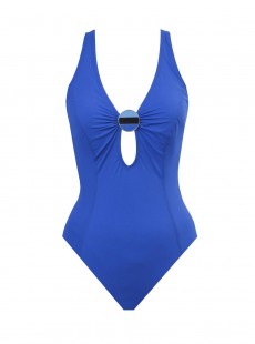 Maillot de bain lissant 1 pièce plongeant Electra Bleu Electrique - Crete - Amoressa