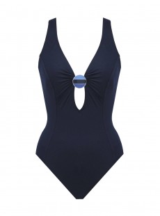 Maillot de bain lissant 1 pièce plongeant Electra Bleu Marine - Crete - Amoressa