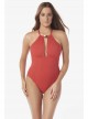 Maillot de bain lissant 1 pièce ras-de-cou Sabre Rouge - Seaborne - Amoressa