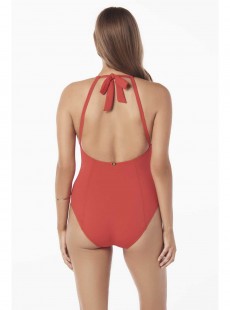 Maillot de bain lissant 1 pièce ras-de-cou Sabre Rouge - Seaborne - Amoressa