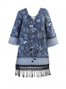 Robe de plage Beach Coverup imprimé fleuris bleu - Provence d'azur - "  M  " - Miraclesuit Swimwear