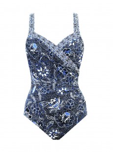 Maillot de bain 1 pièce gainant Seraphina imprimé fleuris bleu - Provence D'Azur - " M " - Miraclesuit Swimwear