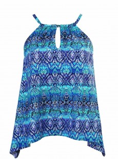 Peephole Tankini Top Bleu - Blue Curacao - "FC" - Miraclesuit Swimwear