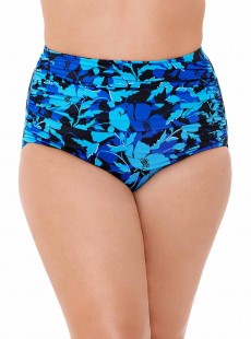 Culotte de bain gainante taille-haute Norma-Jean Retro Bleu - Petal Play - "M" - Miraclesuit Swimwea