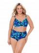 Culotte de bain gainante taille-haute Norma-Jean Retro Bleu - Petal Play - "M" - Miraclesuit Swimwea