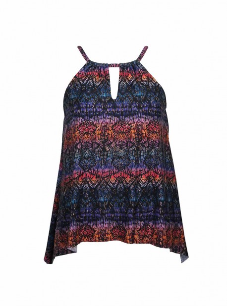 Tankini Peephole Imprimés graphiques multicolores - Tramonto Belle - " M " - Miraclesuit Swimwear