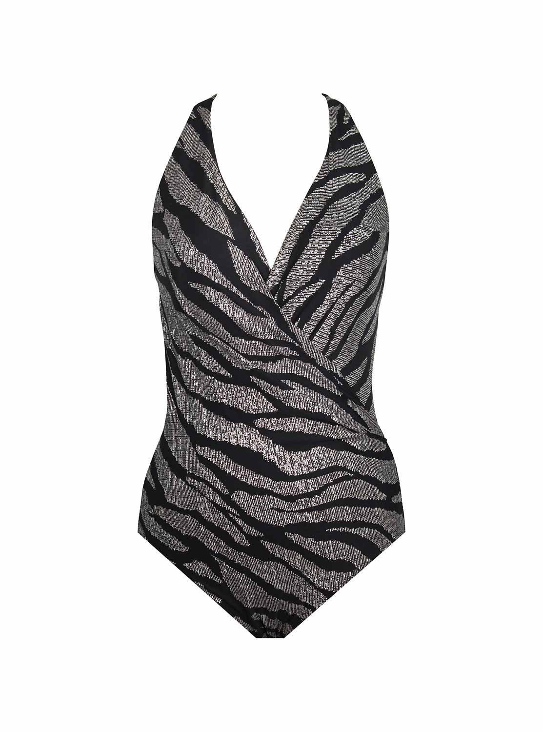 Maillot de bain 1 pièce gainant Wrapsody Imprimés Noir et Argenté Angelfish " M