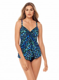 Love Knot Tankini Top Imprimés graphique bleu vert - Jewels Of The Nile - "M" - Miraclesuit swimwear