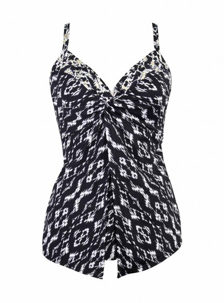 Love Knot Tankini Top Imprimés Noir et Blanc - Labyrinth - "FC" - Miraclesuit swimwear