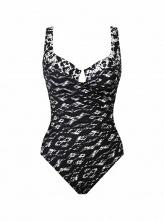 Maillot de bain gainant Escape Imprimés Noir et Blanc - Labyrinth - "M" - Miraclesuit swimwear