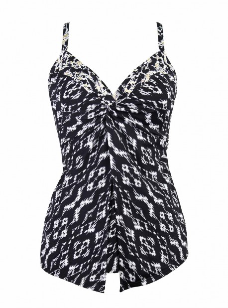 Love Knot Tankini Top Imprimés Noir et Blanc - Labyrinth - "M" - Miraclesuit swimwear