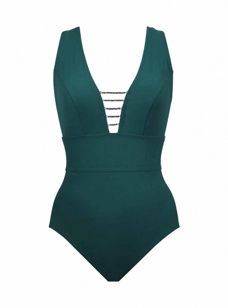 Maillot de bain lissant 1 pièce Aurora Vert - Northern Lights - Amoressa