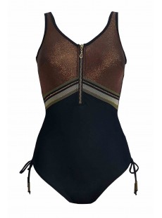 Maillot de bain sculptant 1 pièce Diana Laces bronze - Metallic Gros - Miradonna